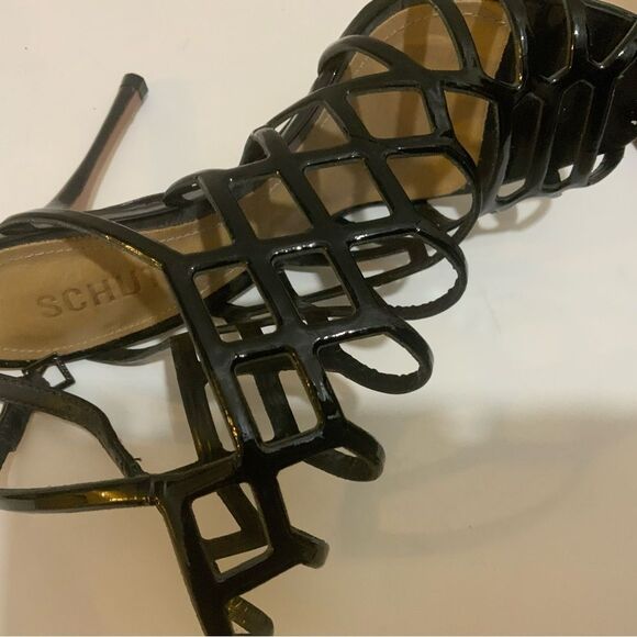SCHUTZ Black Cage High Heel Stiletto Juliana Sandals 7 - Picture 4 of 10